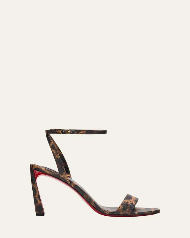 Condora Queen Red-Sole Leopard-Print Leather Sandals